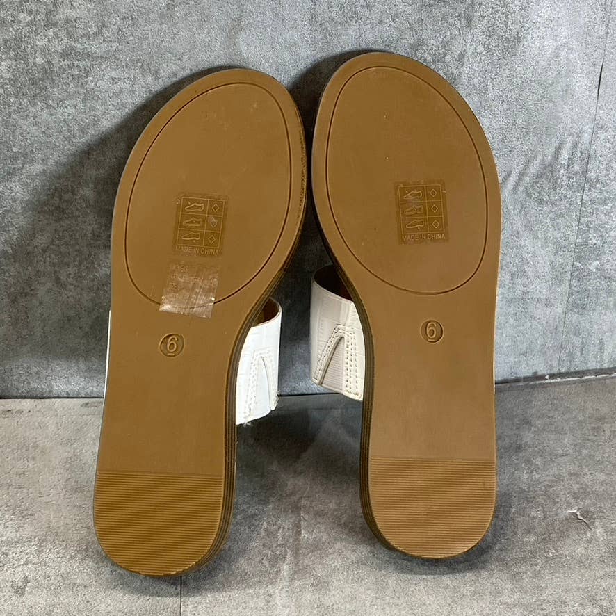 GC SHOES Women’s White Candace Memory Foam Thong Slip-On Flat Sandals SZ 6