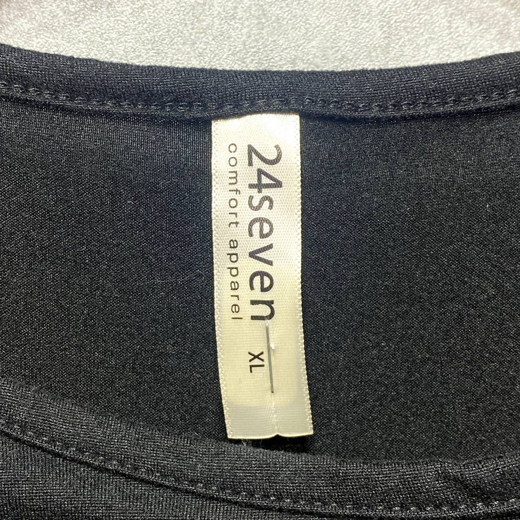 24SEVEN COMFORT APPAREL Solid Black Fitted Long Sleeve Side Slit Maxi Dress SZ XL