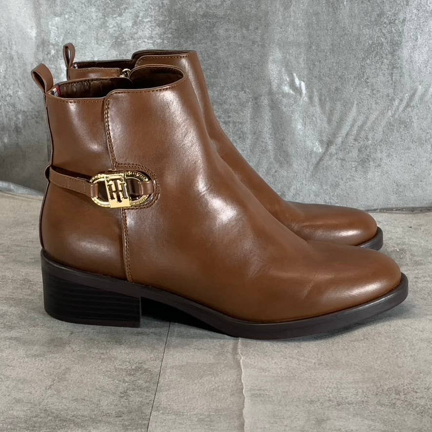 TOMMY HILFIGER Women's Medium Natural Imiera Side-Zip Ankle Boots SZ 9