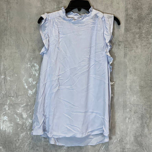 TREASURE & BOND Women's Light Blue Flutter Short Sleeve High-Neck Top SZ XL