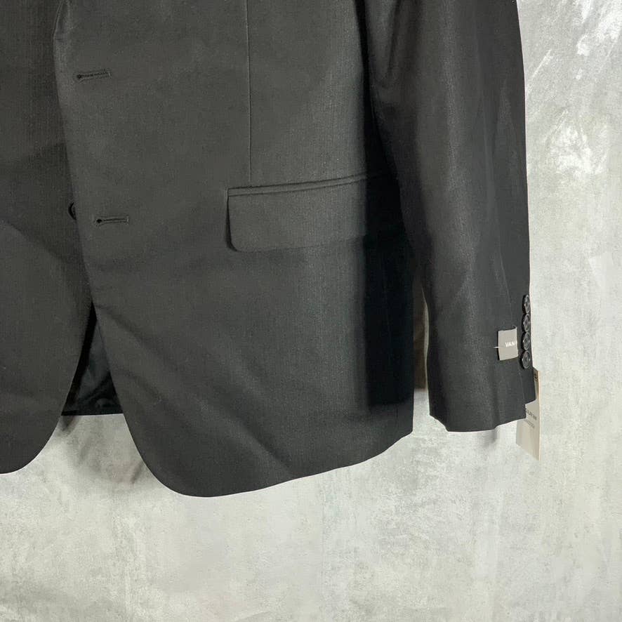 VAN HEUSEN Men's Black Herringbone Flex Plain Slim-Fit Two-Button Jacket SZ 43R