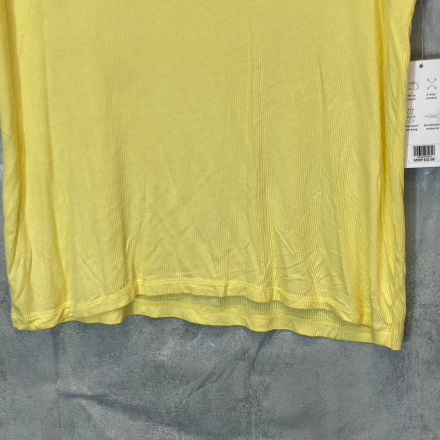 JONES NEW YORK Sport Women's Sunshine Yellow Ribbed Short Sleeve Top SZ L
