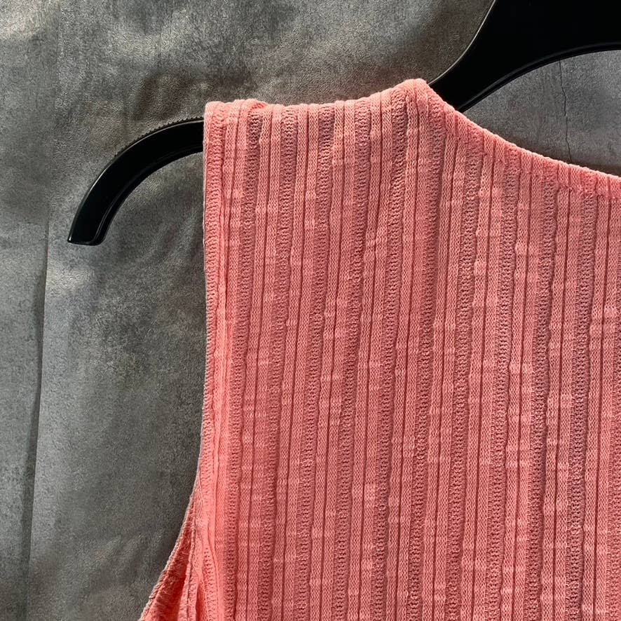 NY COLLECTION Women's Conch Shell V-Neck Triple-Ring Sleeveless Ribbed Tunic Top