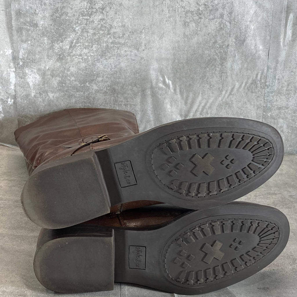 STYLE & CO Women's Cognac Marliee Full Side-Zip Round-Toe Tall Riding Boot SZ9.5