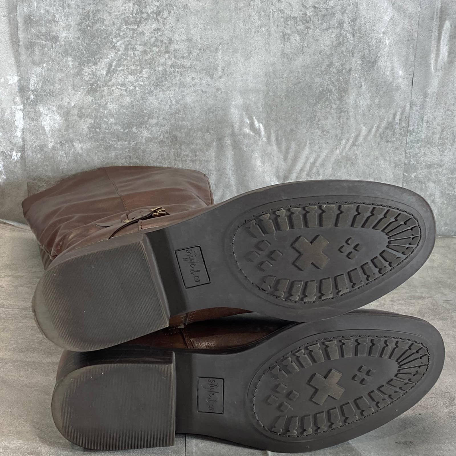 STYLE & CO Women's Cognac Marliee Full Side-Zip Round-Toe Tall Riding Boot SZ9.5