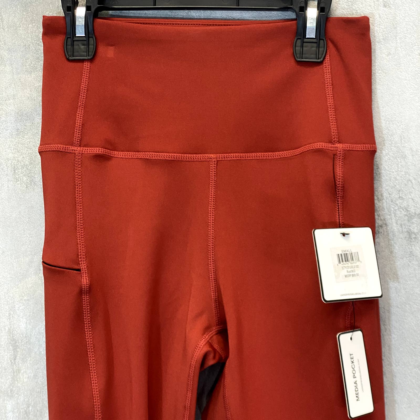 LAUNDRY By Shelli Segal Women's Solid Rust Zipper Media Pocket High-Rise Leggings SZ S