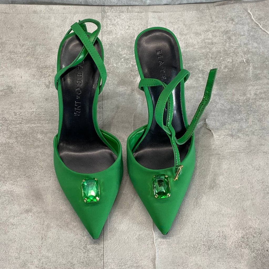 INC INTERNATIONAL CONCEPTS X MATEO Women's Green Victoria Gemstone Pumps SZ 5
