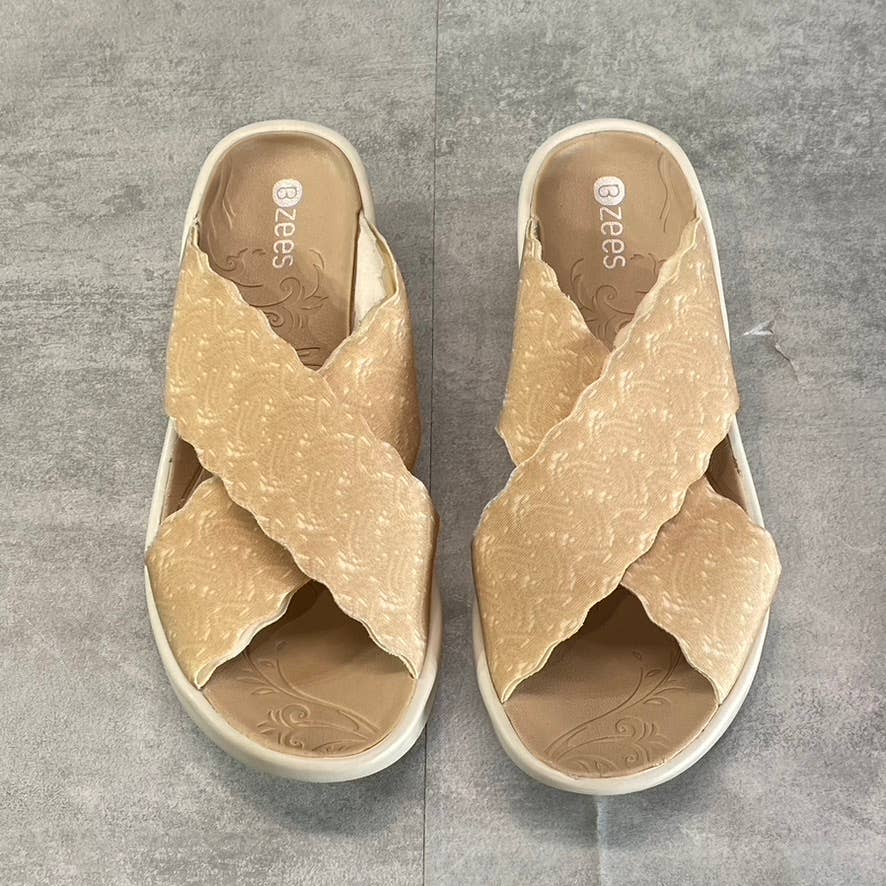 BZEES Women's Almond Sahara Washable Fabric Wedge Slide Sandals SZ 7