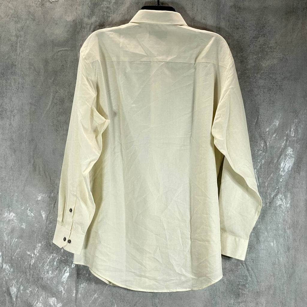 ALFANI Men's Beige Solid Regular-Fit Button-Up Long-Sleeve Shirt SZ M