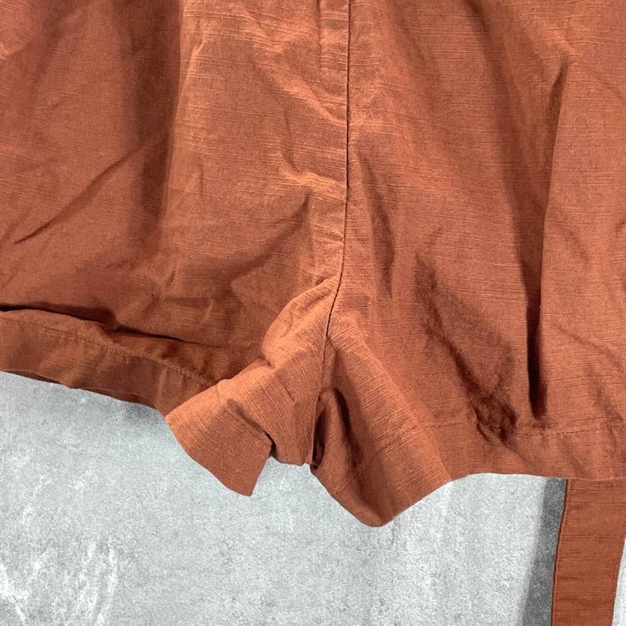 AND NOW THIS Women's Mocha Belted Paperbag Waist Pull-On Shorts SZ M