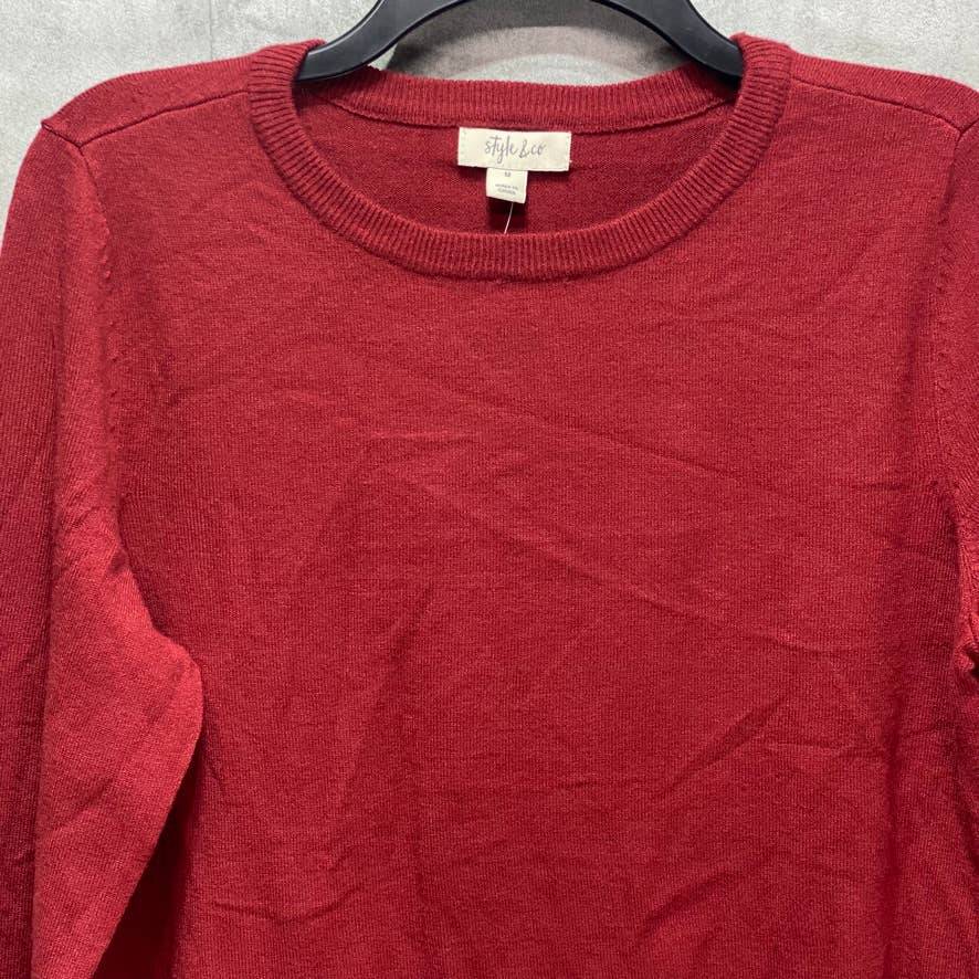 STYLE & CO Merlot Long Sleeve Crewneck Pullover Sweater SZ M
