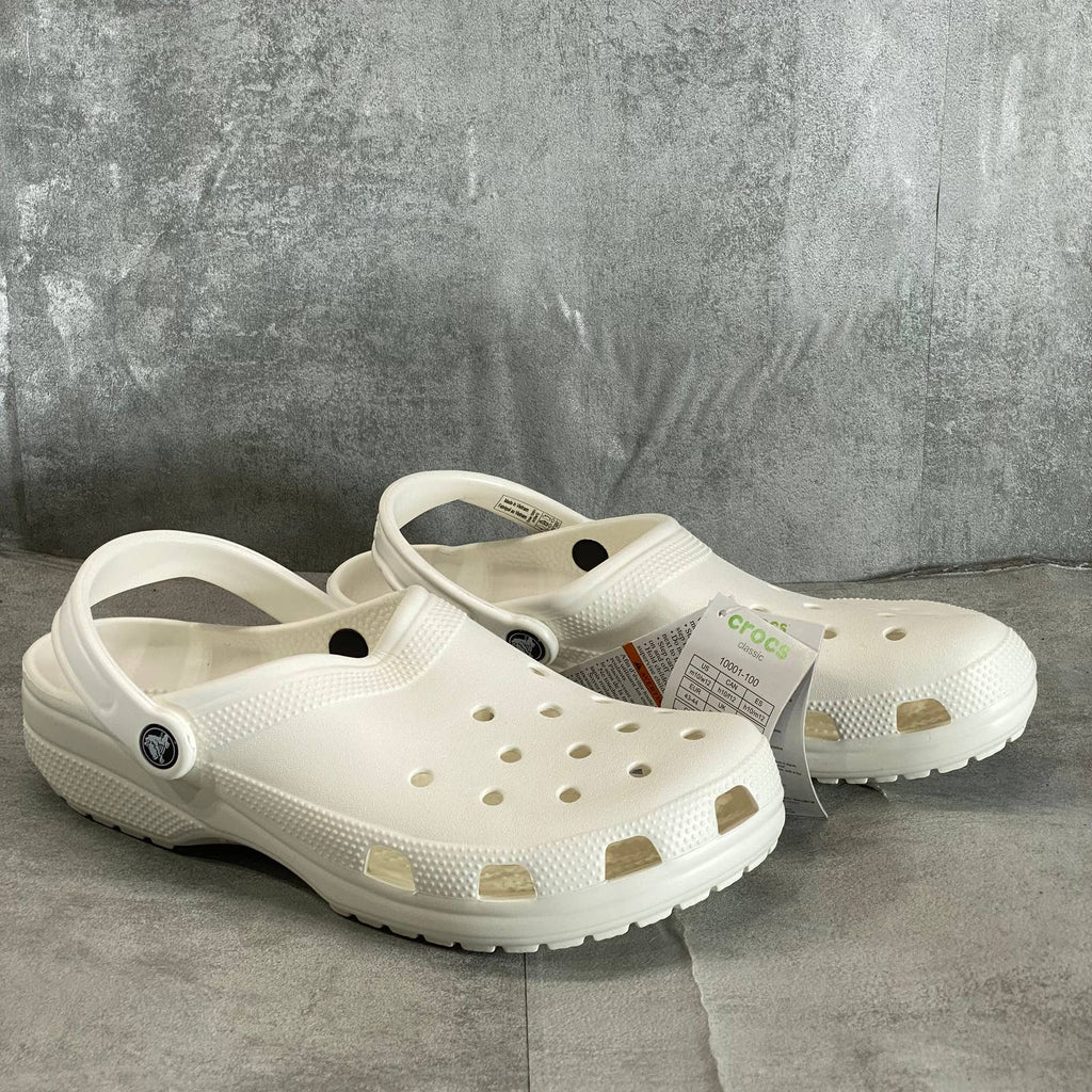 CROCS Unisex White Slip-On Heel Strap Lightweight Classic Clog Sandal SZ M10/W12