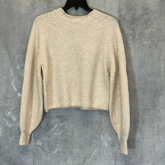 TOPSHOP Women's Nude Crewneck Knit Long Sleeve Pullover Crop Sweater SZ 4-6