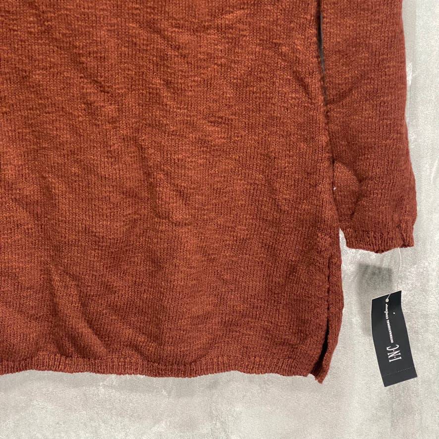 INC INTERNATIONAL CONCEPTS Deep Sienna Chain-Embellished Long Sleeve Tunic Pullover Sweater SZ M