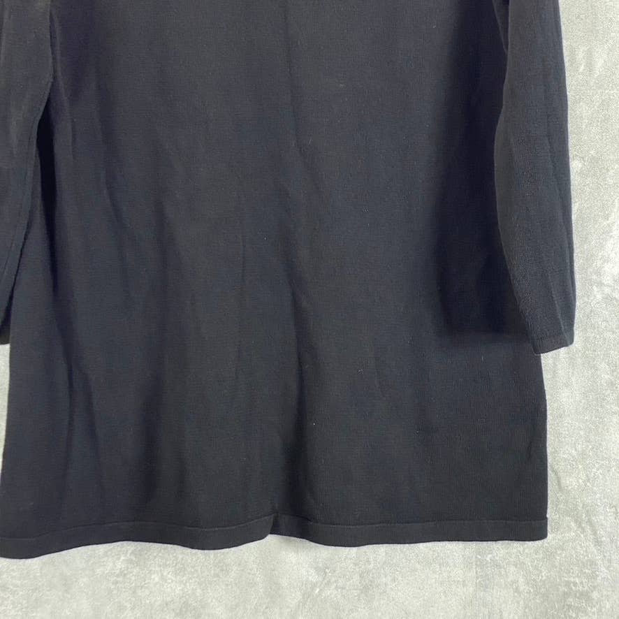 KAREN SCOTT Women's Deep Black Colorblocked Boat-Neck 3/4 Sleeve Top SZ M