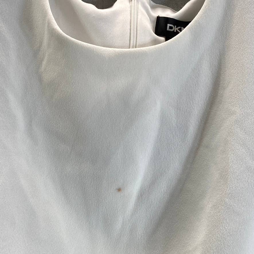 DKNY Women's Cream Illusion Dotted 3/4 Sleeve Crewneck Crepe Shift Mini Dress