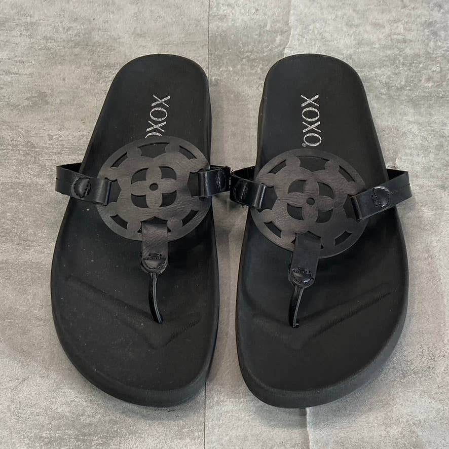 XOXO Women's Black Peace Geometric Design Slip-On Thong Sandals SZ 9.5