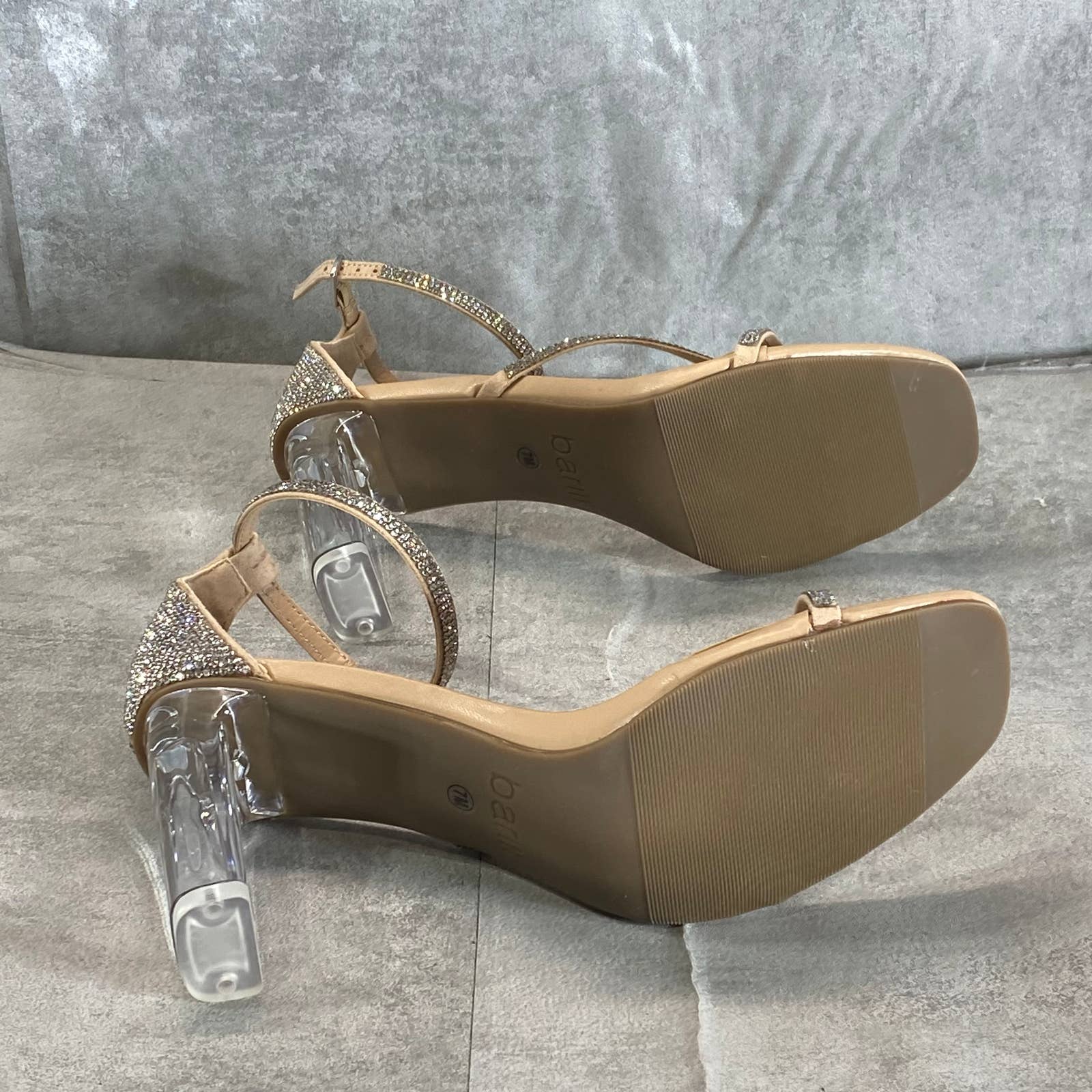 BAR III Women's Silver Bling Rhinestone Blakke Square-Toe Sandals SZ 7