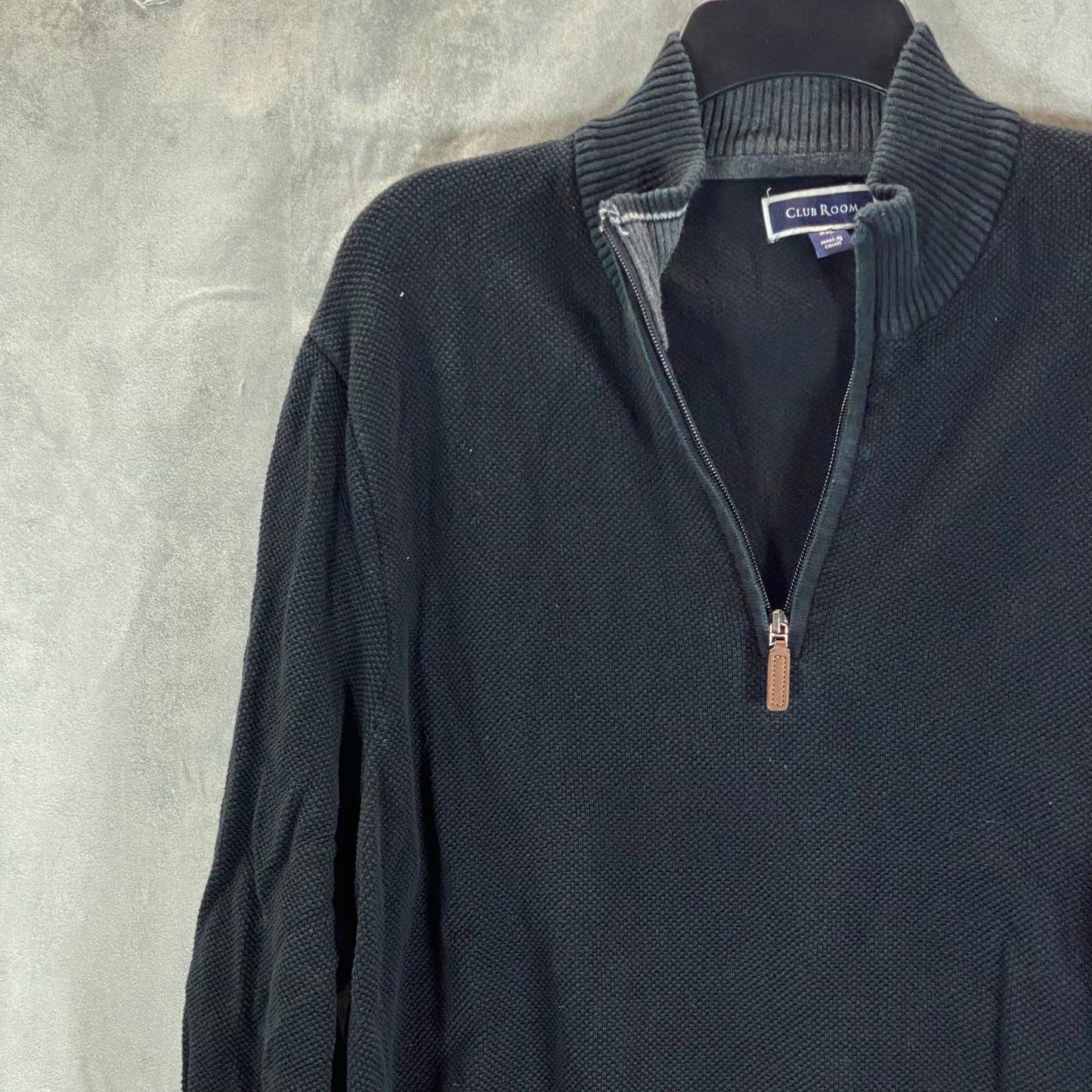CLUB ROOM Men's Deep Black Classic-Fit Quarter-Zip Sweater SZ 2XL