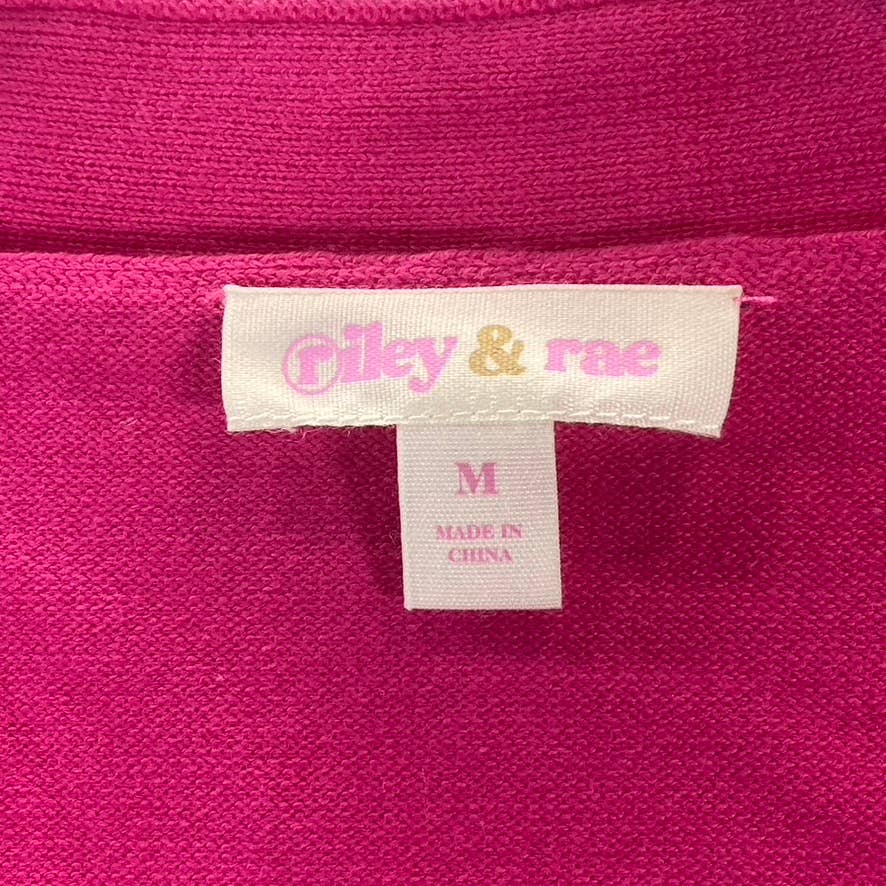 RILEY & RAE Women's Legacy Pink Cotton Gina V-Neck Cardigan SZ M