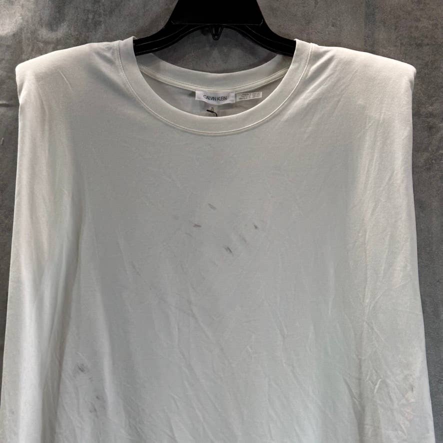 CALVIN KLEIN Women's White Crewneck Padded Muscle Tee SZ XL