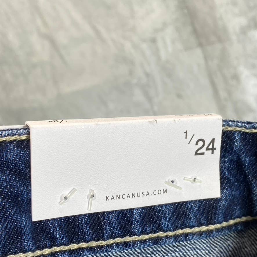 KANCAN Women's Blue High-Rise Boyfriend Distressed Denim Jeans SZ 1/24
