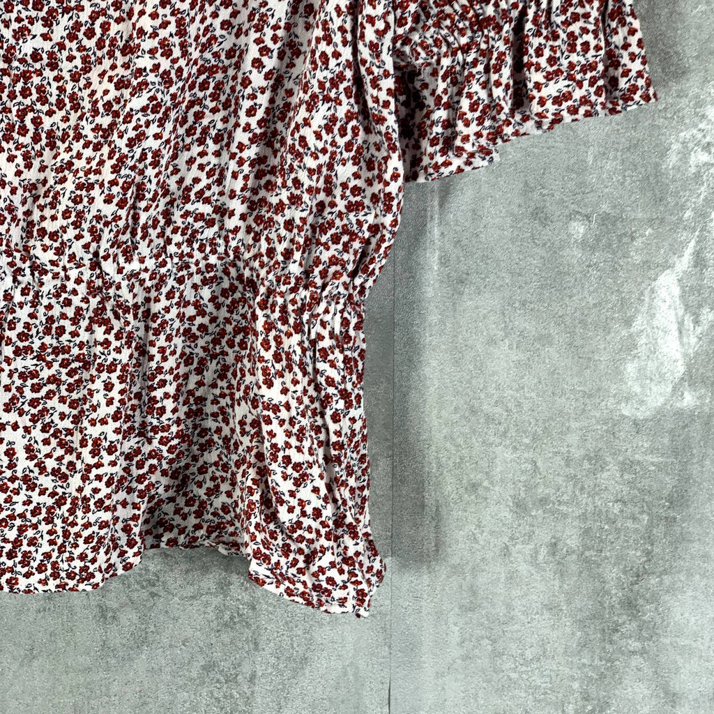 1.STATE Women's Peplum Ditsy Floral-Print Crewneck Short Sleeve Peplum Top SZ XS