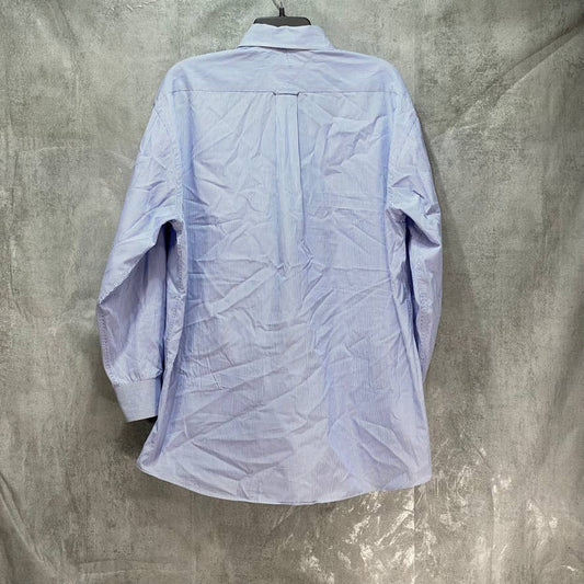 TOMMY HILFIGER Light Blue New England Stripe Regular-Fit Shirt SZ 17 32/33