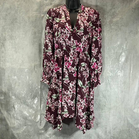 BAR III Women's Murano Blooms Printed Handkerchief Long-Sleeve Shirt Dress SZ XS