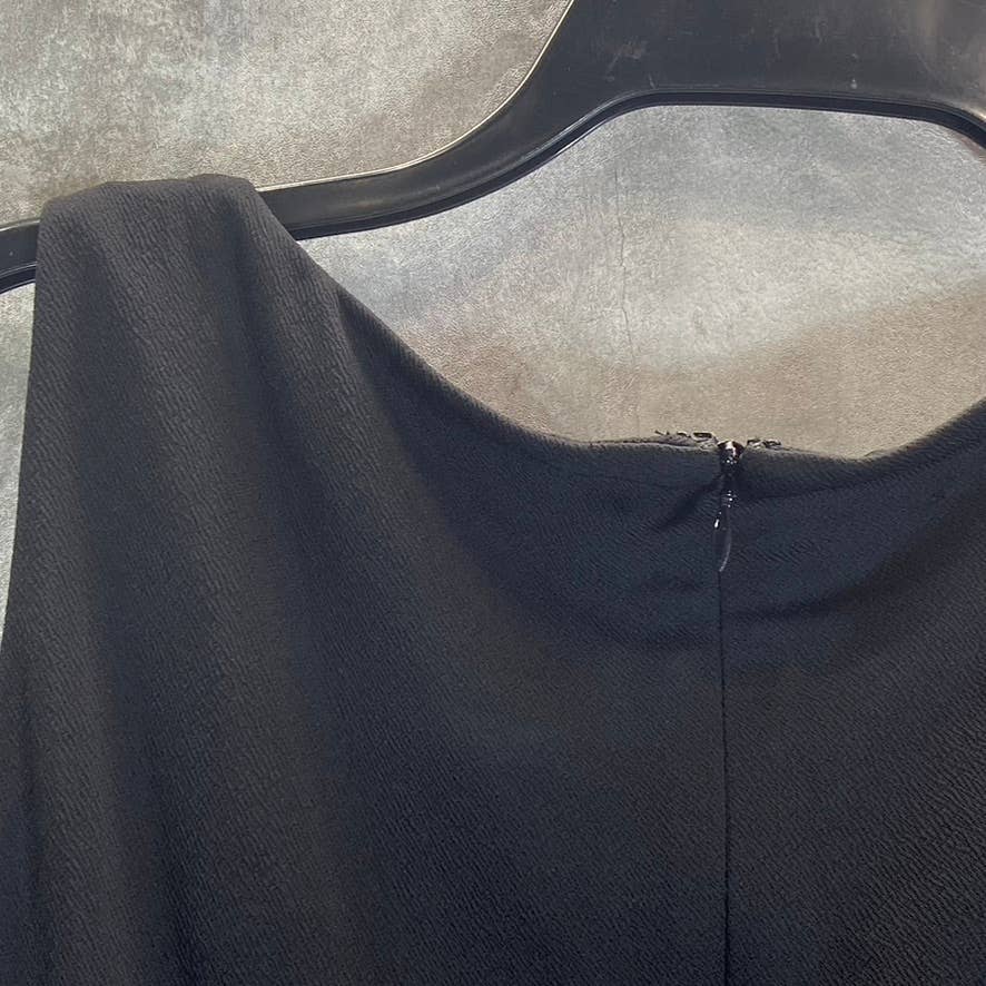 CALVIN KLEIN Women's Black Ruched Rhinestone Embellished Knee-Length Dress SZ 12