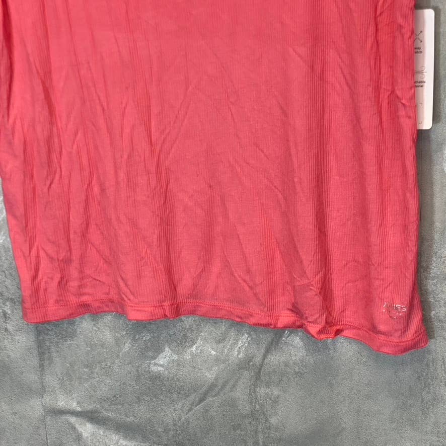 JONES NEW YORK Sport Women's Fresh Coral Ribbed Short Sleeve Top SZ M