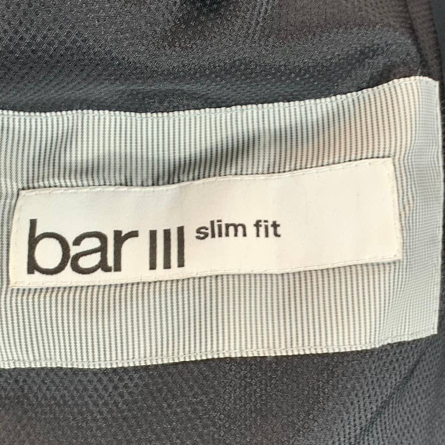 BAR III Men's Solid Black Short Two-Button Slim-Fit Wool Suit Jacket SZ 44S