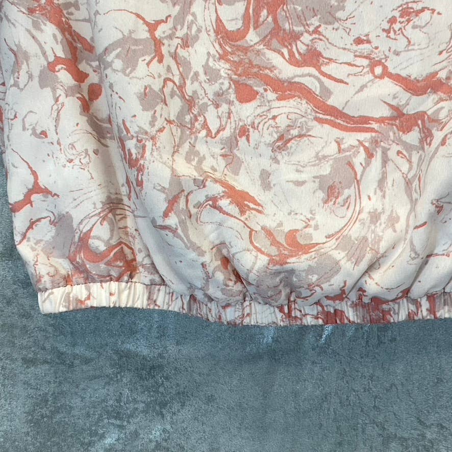 ASTR THE LABEL Women's Pink Marble Flutter Sleeve Surplice Top SZ S