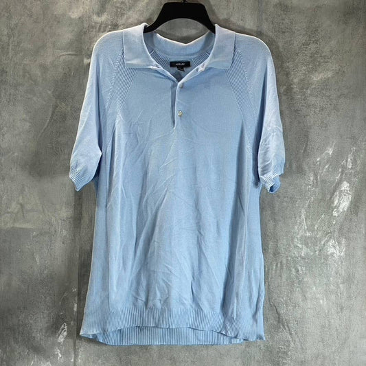 ALFANI Men's Light Blue Rib Raglan 3-Button Short-Sleeve Polo Shirt SZ L