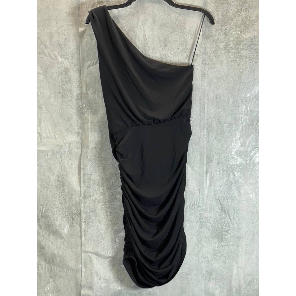 RAMY BROOK Women's Black One-Shoulder Dolly Ruched Bodycon Mini Dress SZ 6