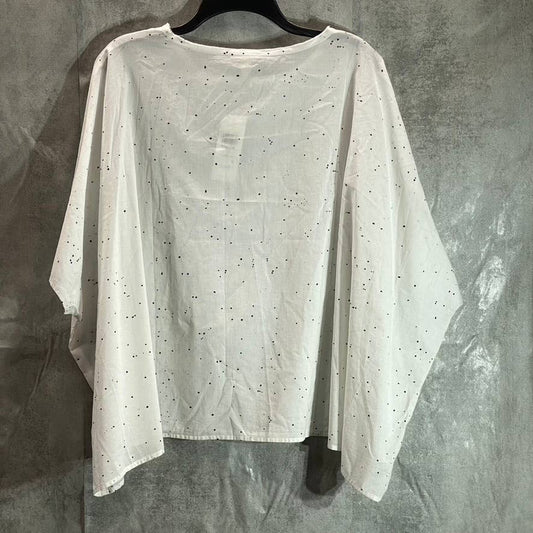 EILEEN FISHER Women's White Organic Cotton Voile Splatter Print Box-Top SZ S/M