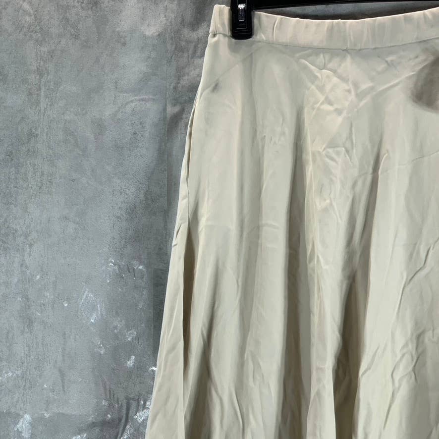 ALFANI Women's Oatmeal Elastic Waist Pocketed Pull-On Midi Skirt SZ 10