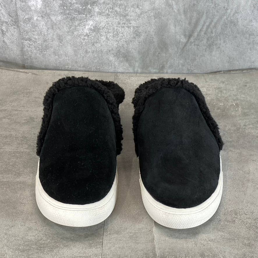 CASLON Women's Black Solid Leather Nage Cozy Faux-Fur Slip-On Mule Shoes SZ 9.5