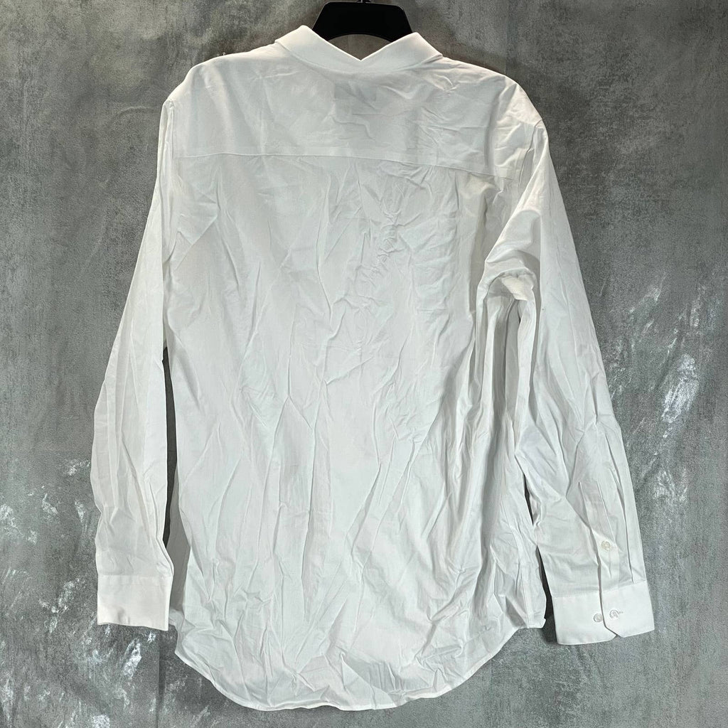 ALFANI Alfatech Men's Sierradale White Slim-Fit Pleated Panel Formal Shirt SZ L