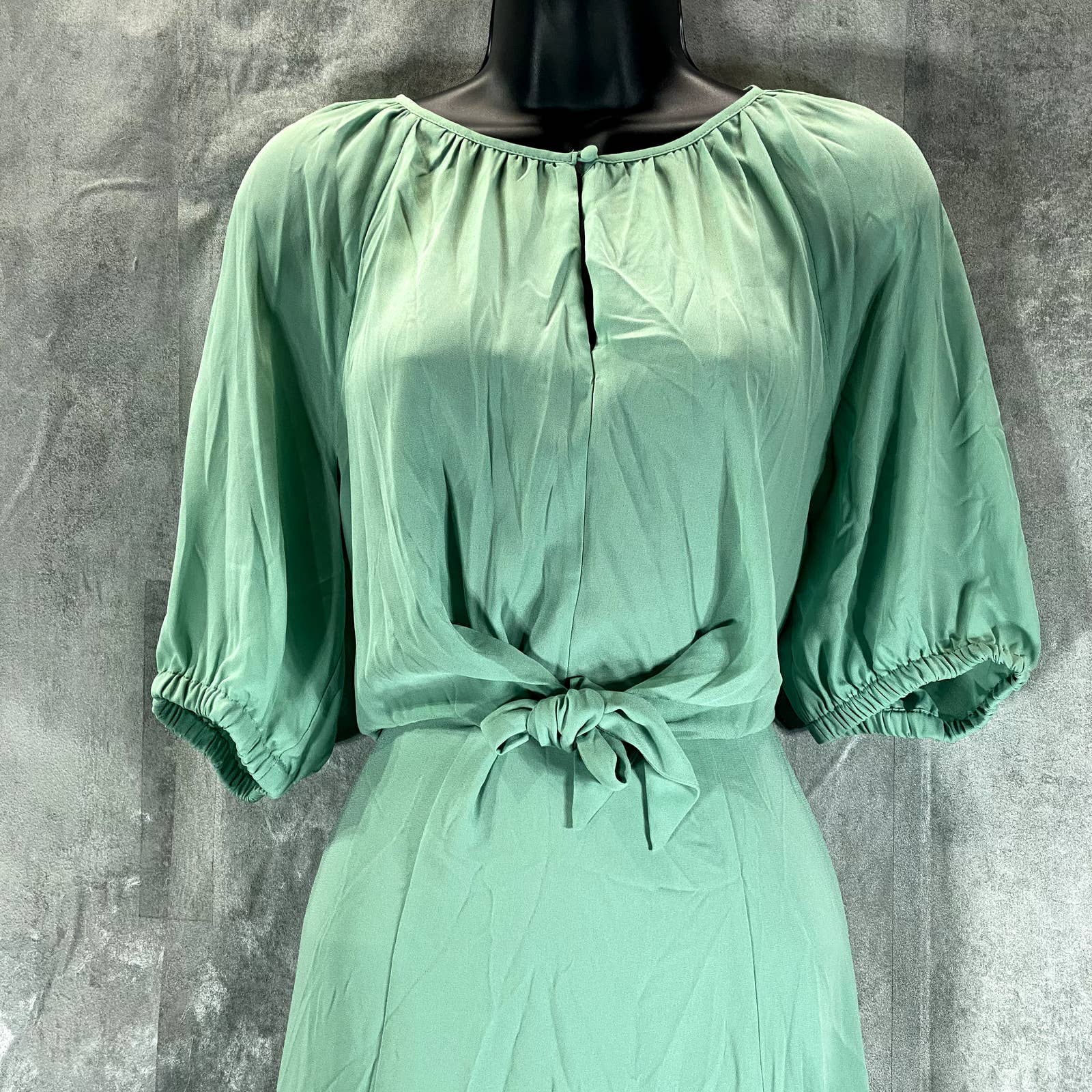 ALFANI Women's Fresh Spring Tie-Front Keyhole Elbow-Sleeve Midi Dress SZ M