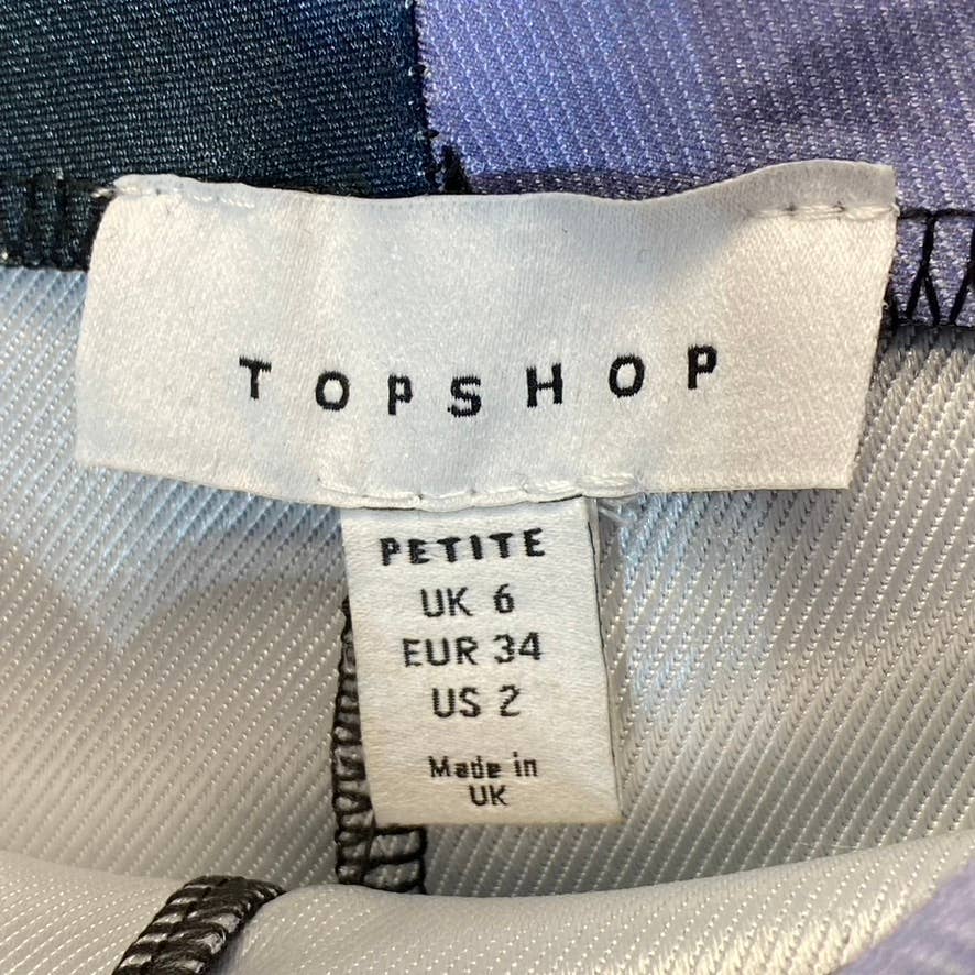 TOPSHOP Petite Black/Purple Tie-Dye Wide Leg Pull-on Pants SZ 2