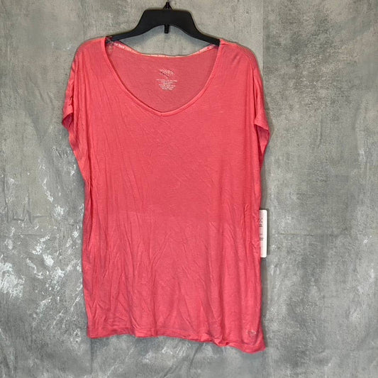 JONES NEW YORK Sport Women's Fresh Coral Ribbed Short Sleeve Top SZ M