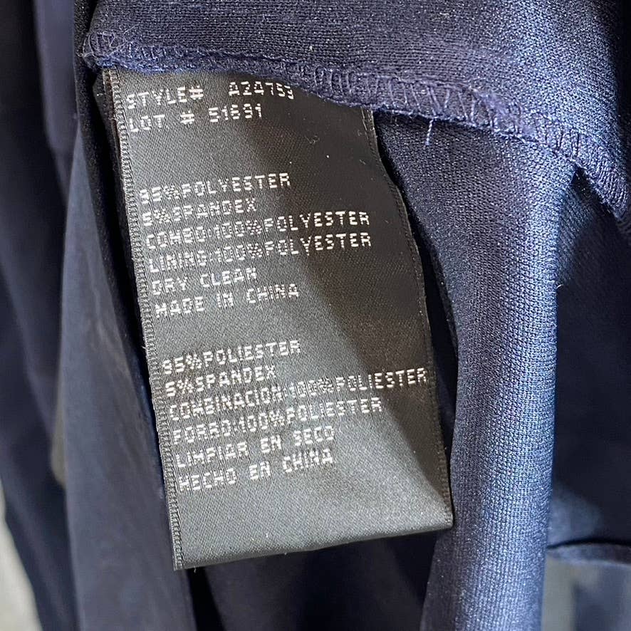 BETSY & ADAM Women's Navy Bailey Illusion Trim Long-Sleeve Fit & Flare Midi