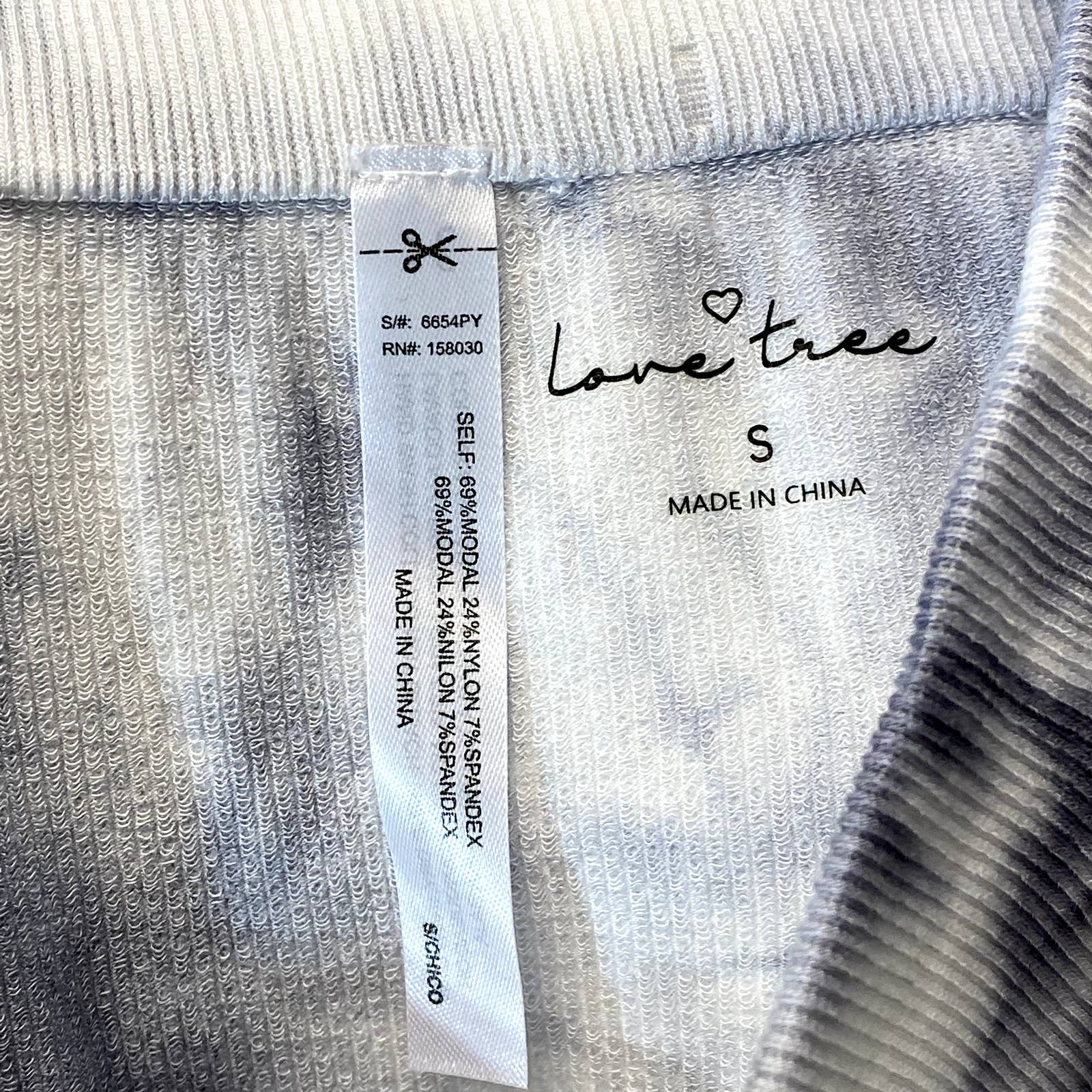 LOVE TREE Women's Gray-White Marble High-Waist Ribbed Seamless Leggings SZ S