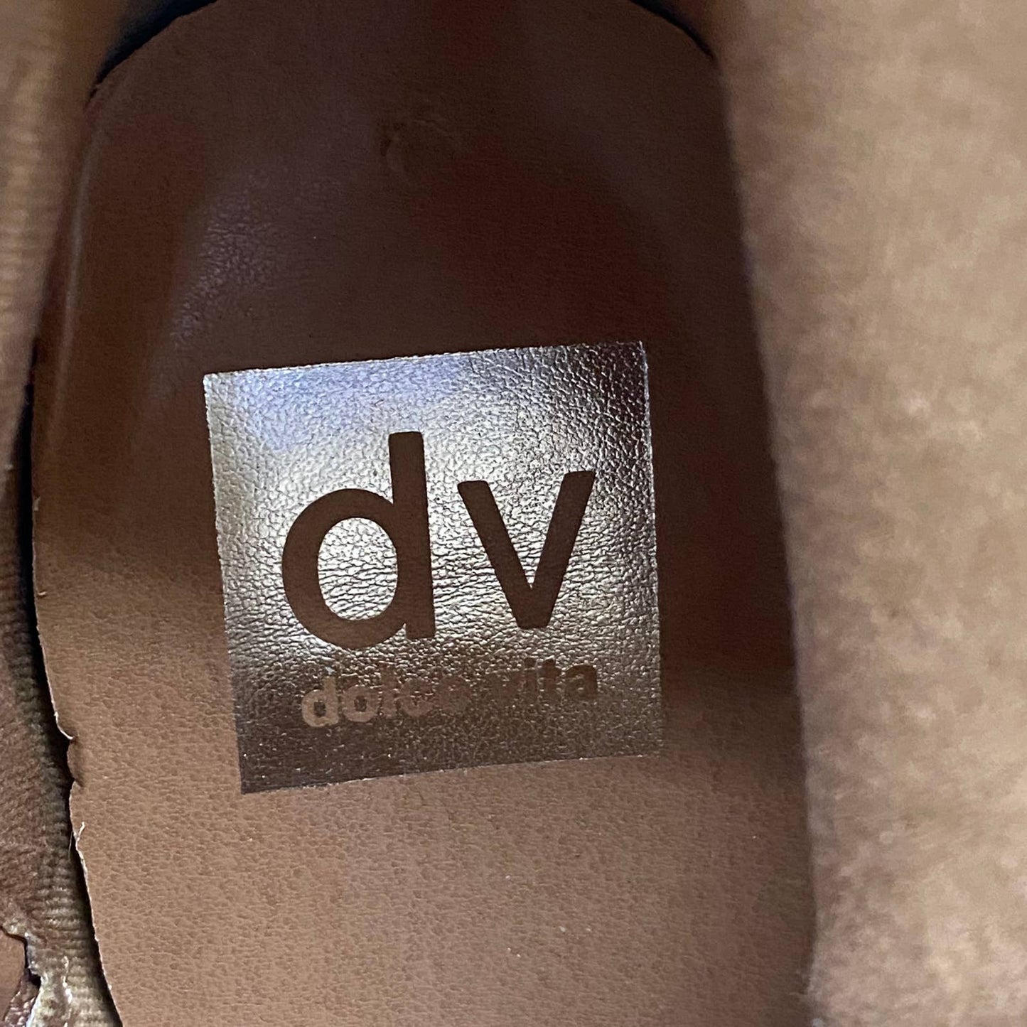 DV By DOLCE VITA Women's Caramel Maudry Square-Toe Block-Heel Dress Booties SZ 6