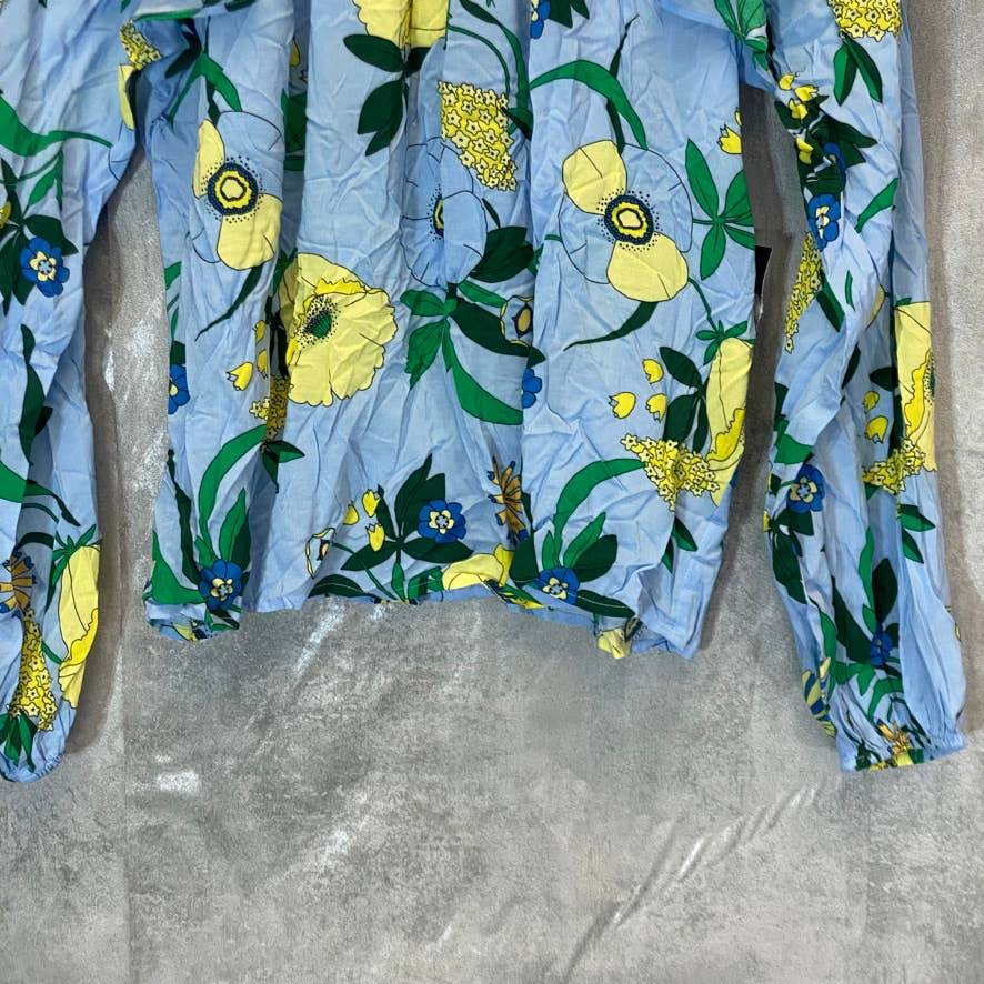 INC INTERNATIONAL CONCEPTS Women's Mabel Bouquet Printed Mock Neck Ruffled Top SZ S