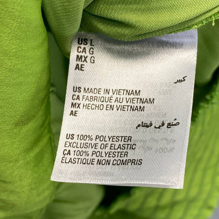 JM COLLECTION Women's Parrot Green Surplice-Neck Tie-Cuff Smocked-Hem Blouse SZ L