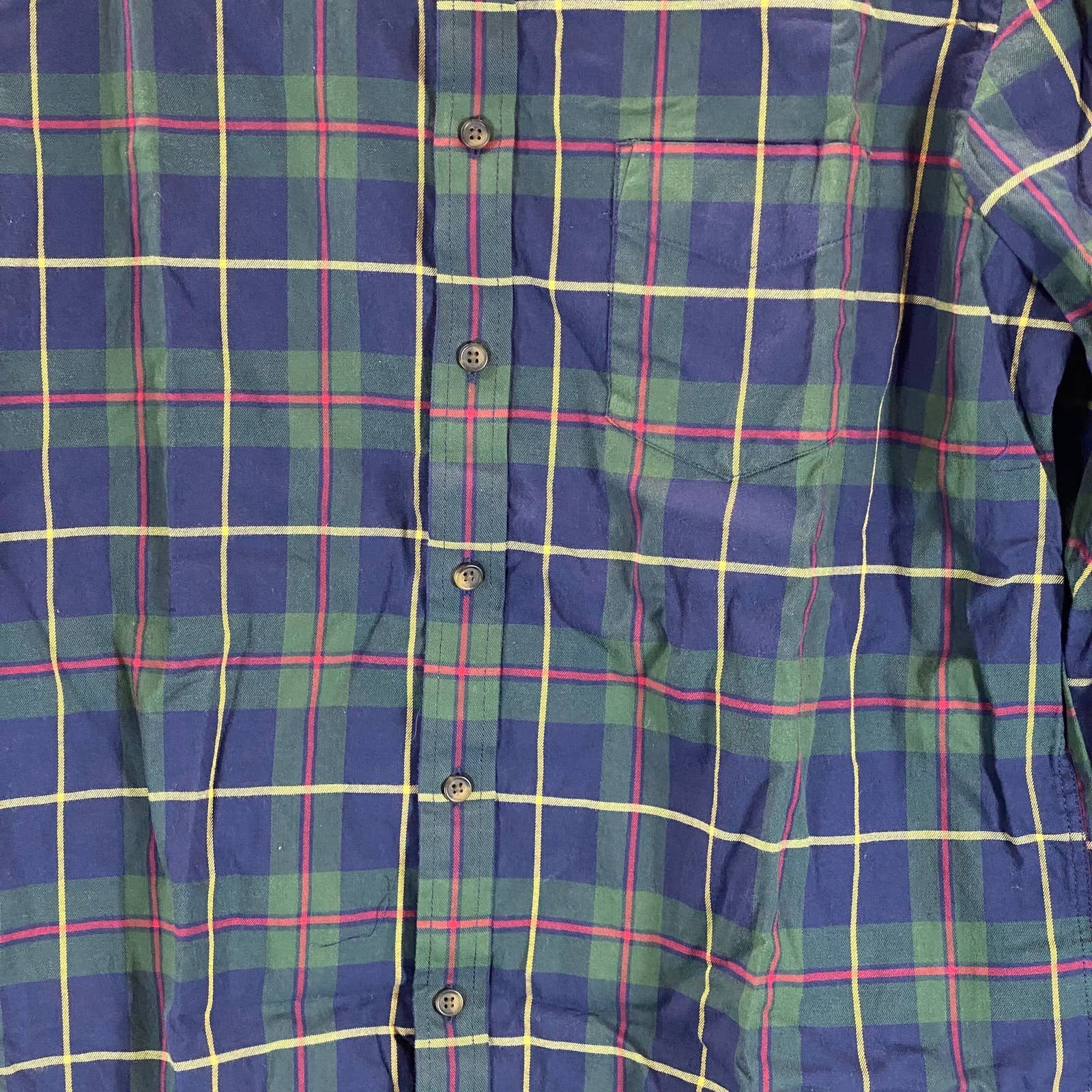 CLUB ROOM Men's Blue Plaid Regular-Fit Button-Up Long-Sleeve Shirt SZ L