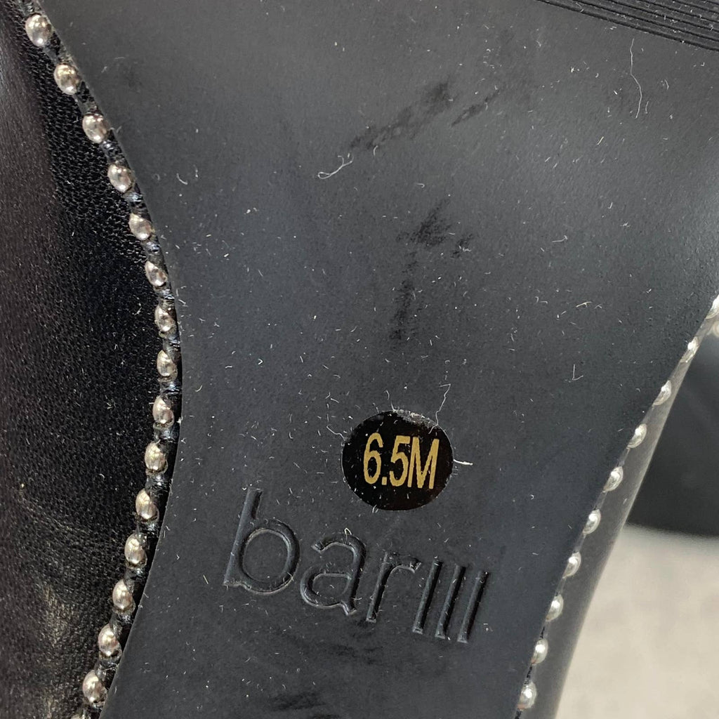 BAR III Women's Black Smooth Melanay Pointed-Toe Studded Stiletto Booties SZ 6.5