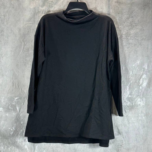 EILEEN FISHER Women's Black Funnel-Neck Long-Sleeve Hi-Low Pullover Tunic SZ S